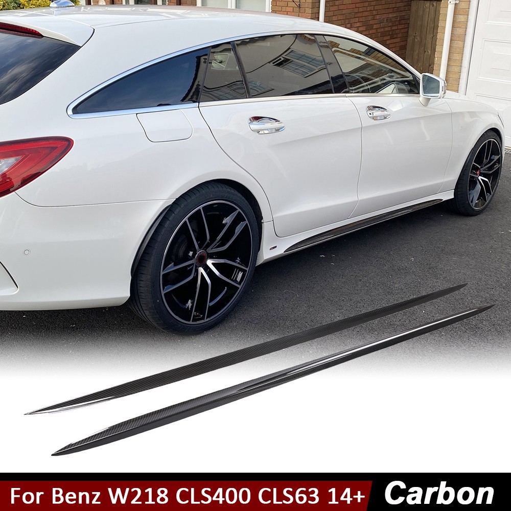 For Benz CLS Class W218 CLS400 CLS63 14-18 Carbon Fiber Side Skirt Extension Lip