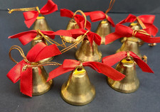 Vintage Lot of 10 Metal Steel Christmas Jingle Bells Ornaments 1 Inch