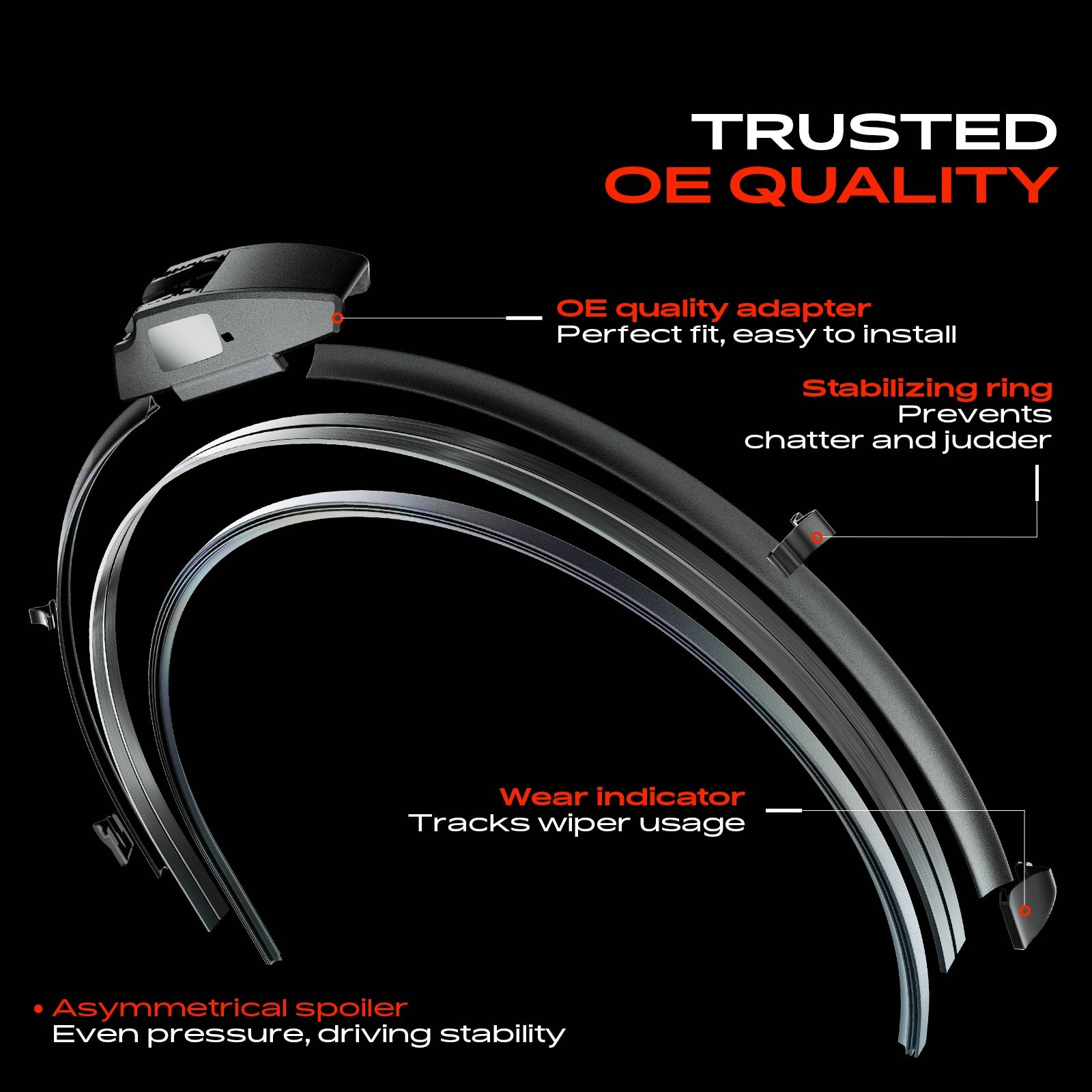 For 2021-2025 Nissan Rogue Windshield Wiper Blades J-HOOK Hybrid Silicone For 2021-2025 Nissan Rogue Windshield Wiper Blades J-HOOK Hybrid Silicone