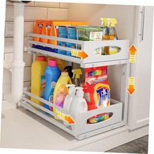 Under Sink Organizer, 2 Tier Under Sink Organizers and Storage, 1 Pack White