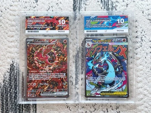 Pokémon TCG Mega Charizard X ex 023 & Oricorio ex 024 - Gem Mint Ace 10