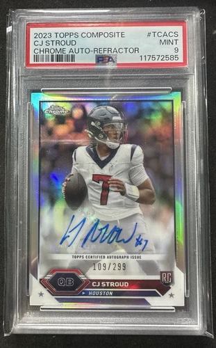 2023 TOPPS COMPOSITE #TCACS CJ STROUD CHROME AUTO REFRACTOR 109/299 PSA 9