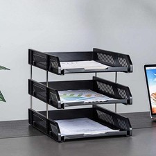 Three-Layer File Storage Rack Stackable Letter Tray  for Home Office School