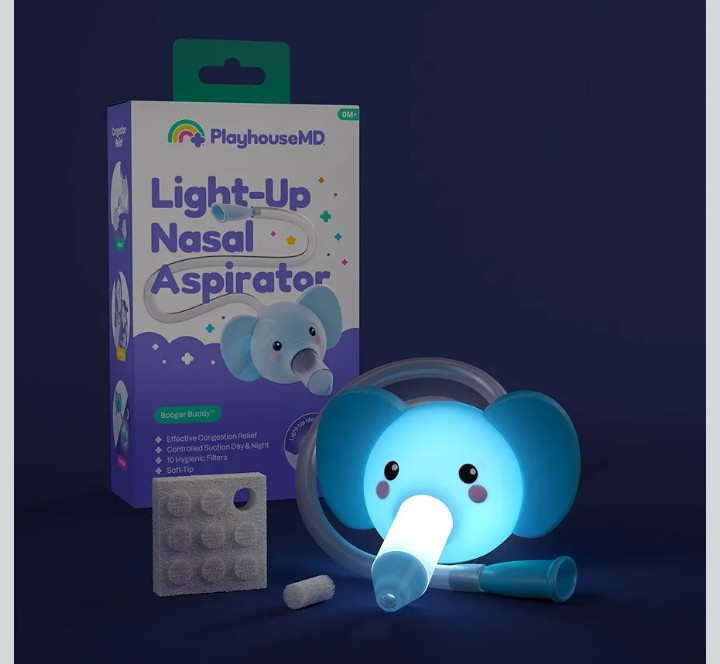 Playhouse MD Booger Nasal Aspirator, Elephant LED Light for Babies toddlers