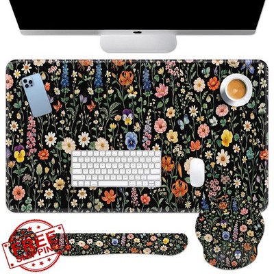 Britimes Black Floral Mouse Pad Set