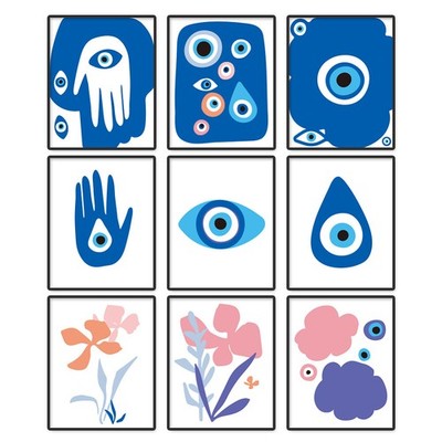 9pcs Chemical Fiber Oil Canvas Hanging Painting Home Wall tion Rectangle