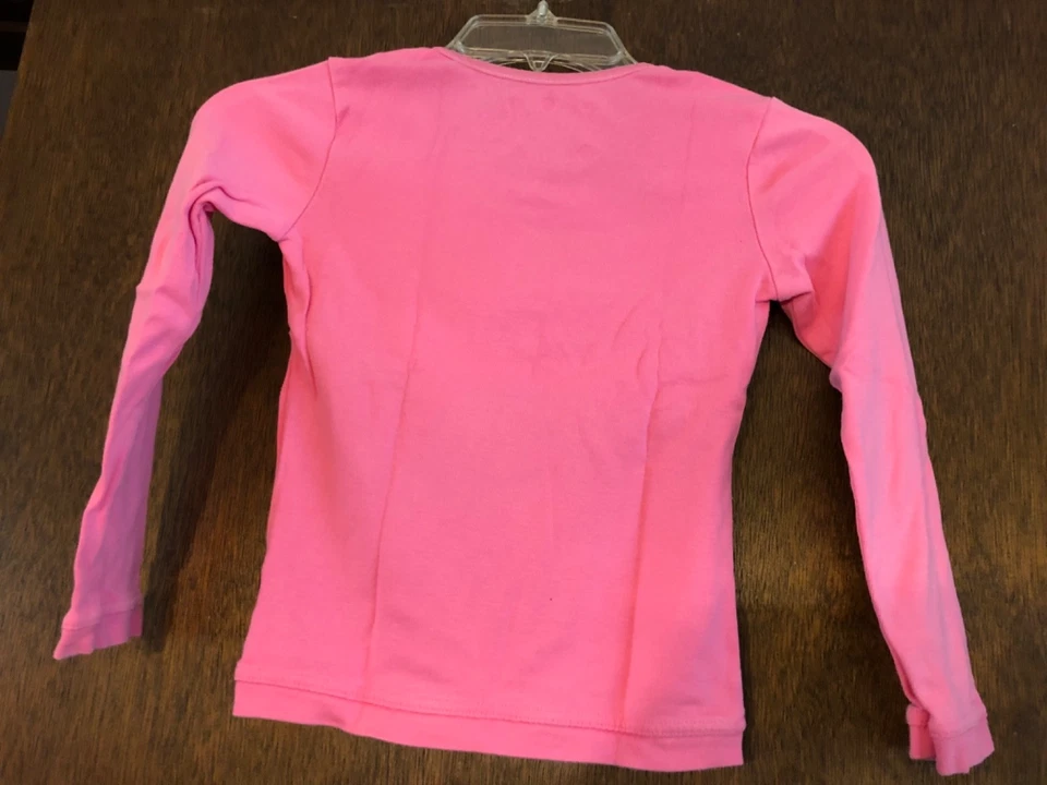 Niñas Talla 5-6 Manga Larga Rosa Algodón Top Encaje Inserto 3 Botones 17" Largo Foto 3 de 3