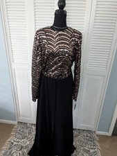 Sequin Jumpsuit Women  s L 12/14 Black Rose Gold Holiday Party Wedding NYE NWT
