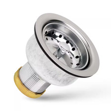 3-1/2 In. - 4 In. Stainless Steel Drain Assembly with Strainer Basket and Rubber