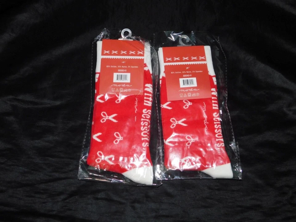 Fig дерево и CO Moda Snippy носки новый красный белый ножницы печати лот 2 пары шить в - Изображение 2 из 4