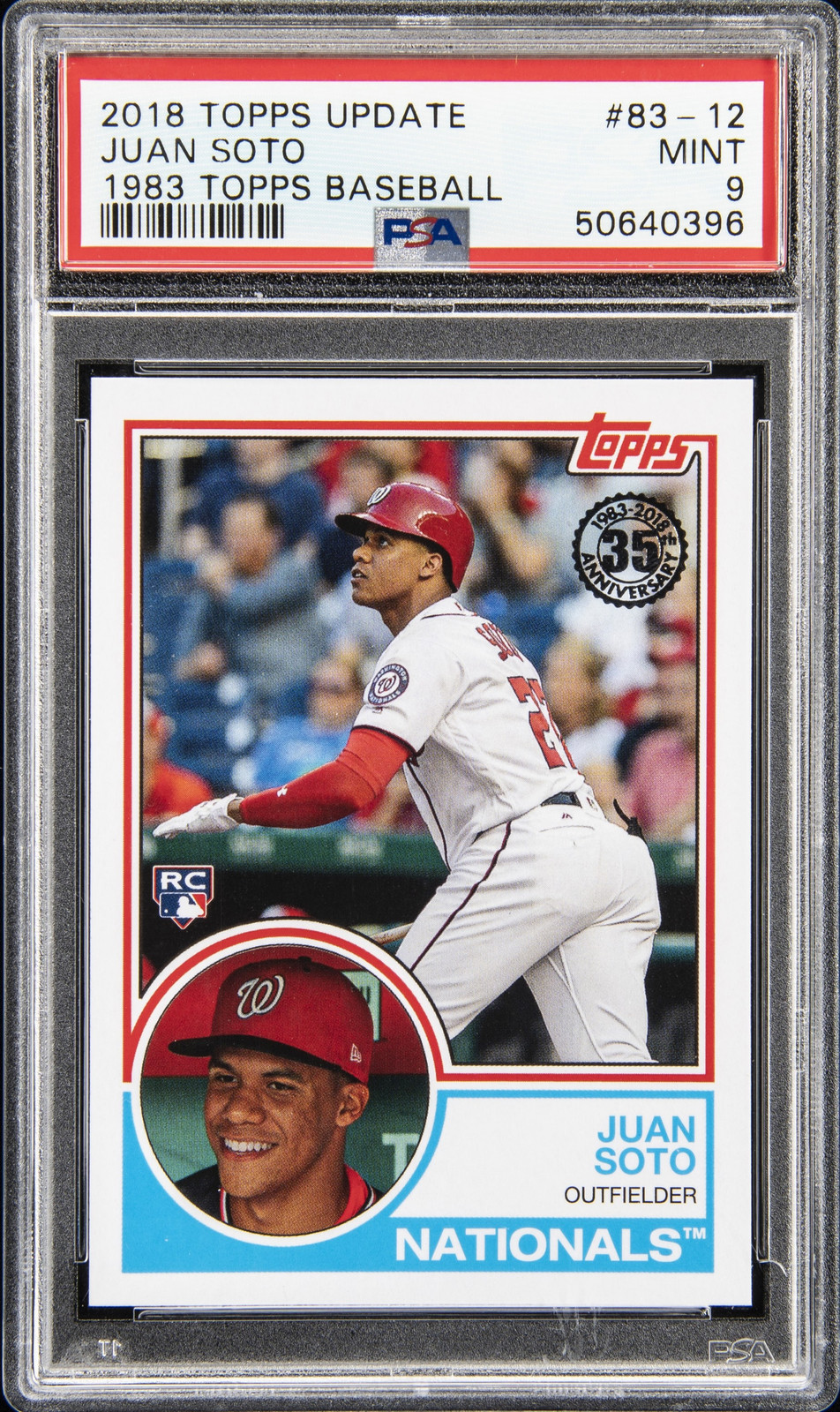 2018 TOPPS UPDATE 1983 TOPPS BASEBALL #83-12 JUAN SOTO ROOKIE RC PSA 9