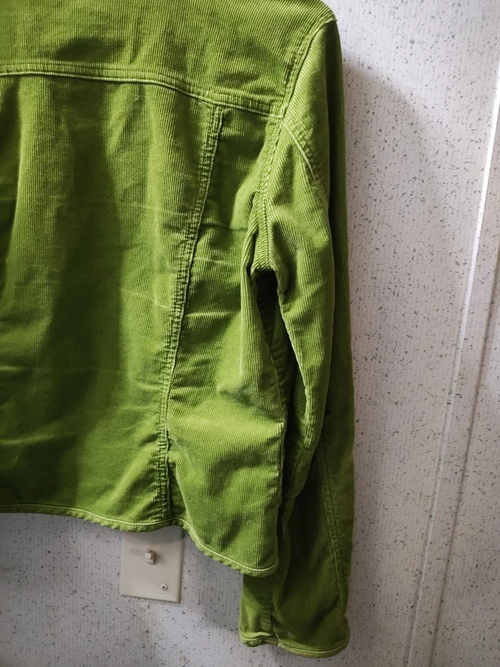 Geoffrey Beene Corduroy Jacket Lime Green Size 8 Stretch Clean - Image 3 of 4