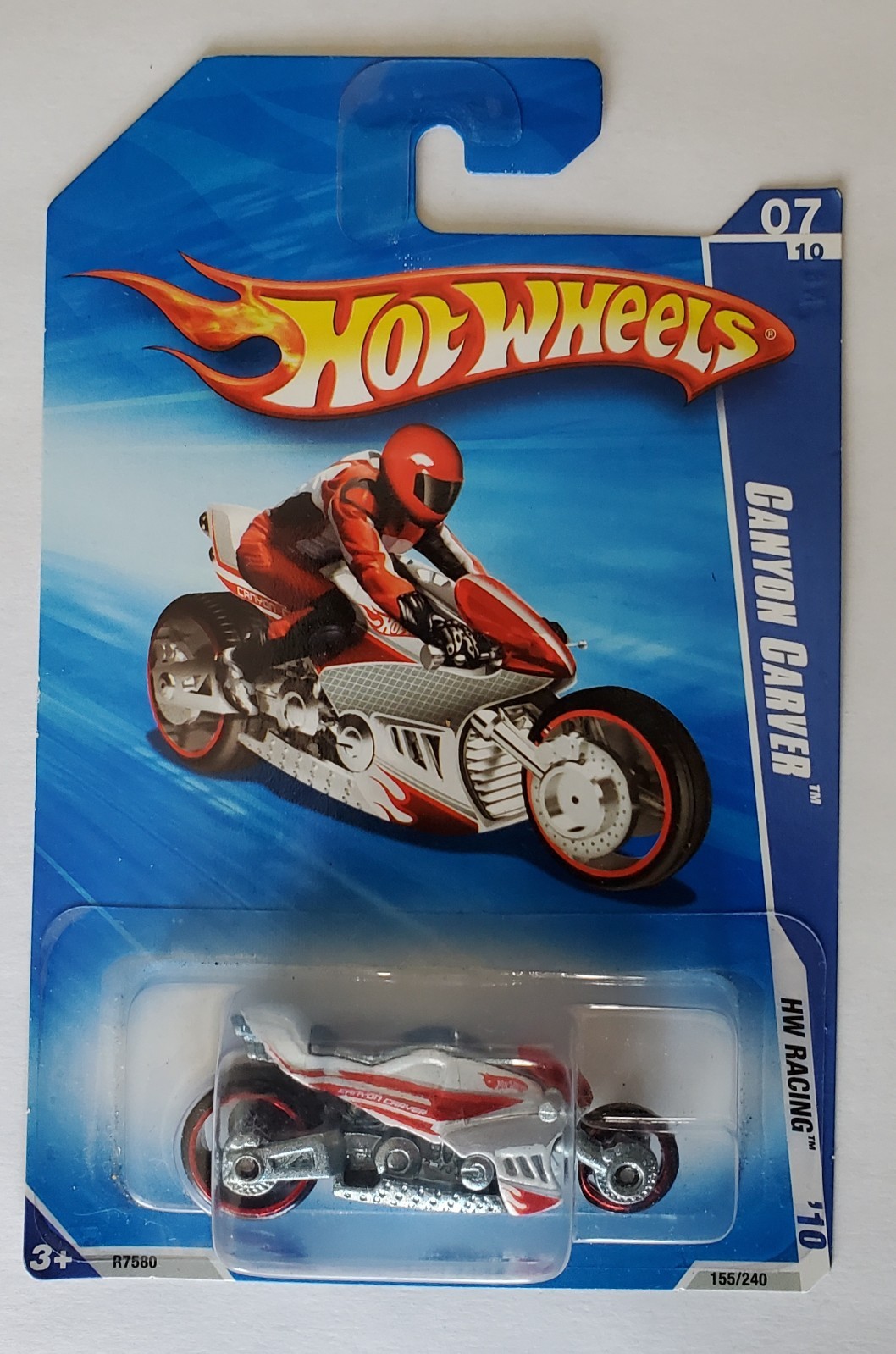 Hot Wheels 2010 HW Racing 7/10 155 Canyon Carver White Motorcycle MC3