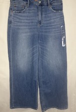 AE Dreamy Drape Baggy Wide Leg Stretch Jeans Med Bright Indigo SZ 10R 30W 