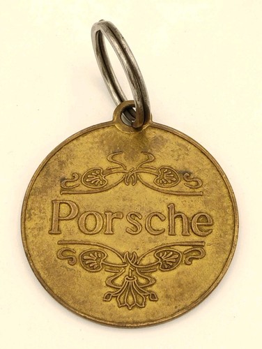 Rare Vintage 1978 Lowell Sigmund Porsche Solid Brass Keychain, Keyring 