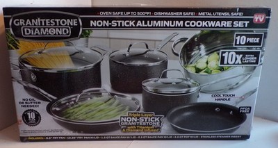 Granitstone Diamond 10 Piece Non-Stick Aluminum Cookware Set! As Seen on TV! New