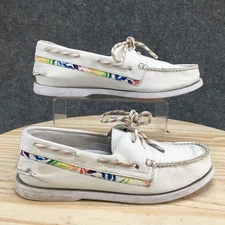 Sperry Shoes Mens 9.5 Authentic Original Pride 2-Eye Lace Up Boat White Leather