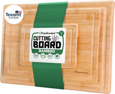 Wood Cutting Boards for Kitchen - Bamboo Cutting Board Set of 3, Cutting Boards