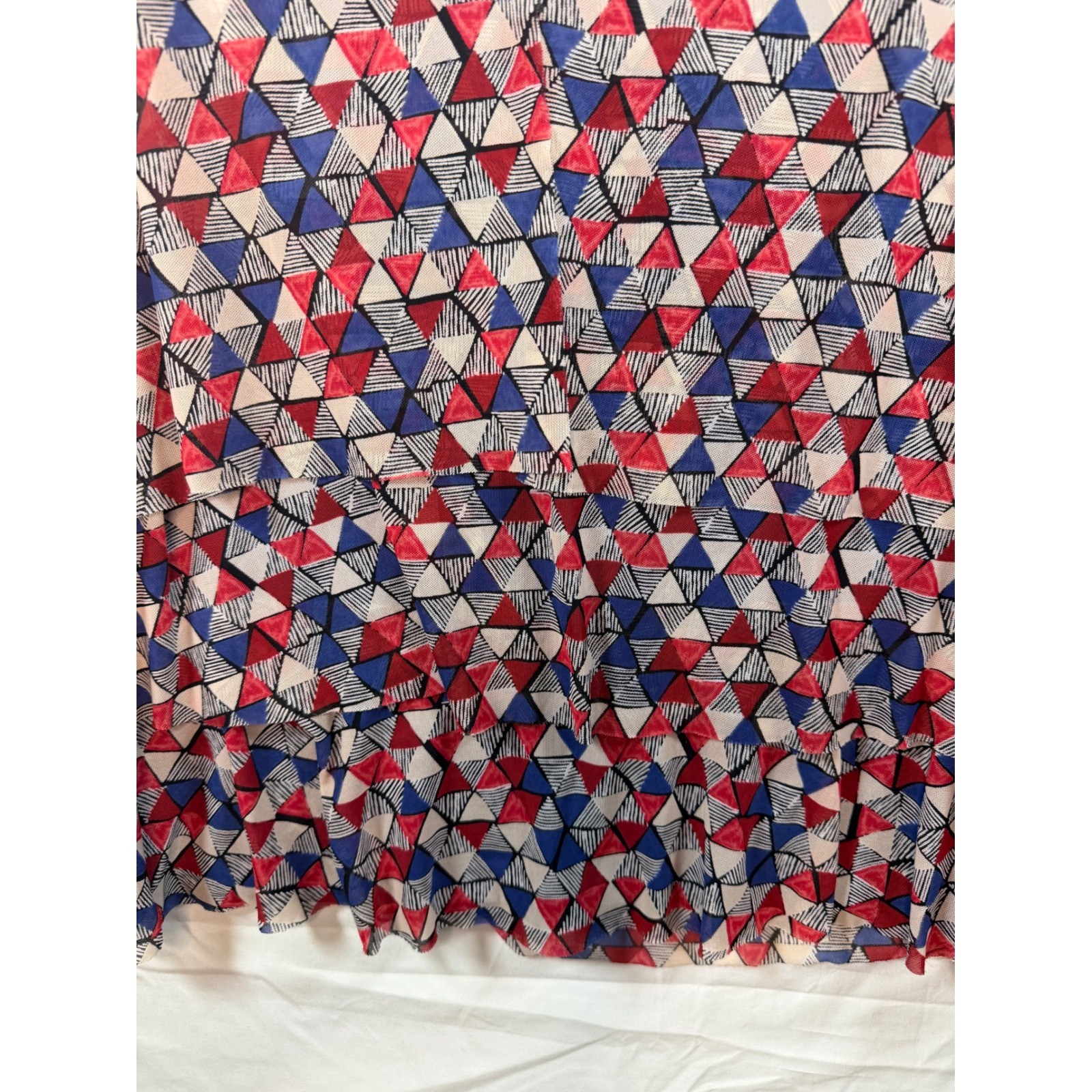 Roz & Ali Womens Medium Blue Red White Geometric Triangle Tiered ...
