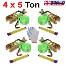 Heavy Duty Breakdown Recovery Ratchet Wheel Strap 4Set / 5 Ton For Car Van Truck