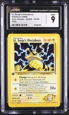 CGC 9 MINT Lt. Surge's Electabuzz Gym Heroes 1st Edition 6/132 Holo Pokemon Card