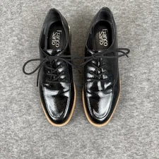 Franco Sarto Women's Charles Lug Sole Oxford Shoes Black Patent Leather size 7.5