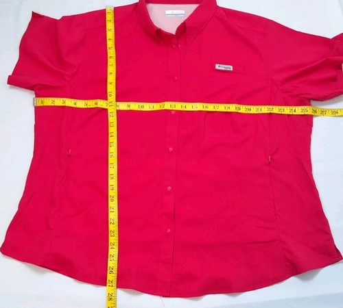 Camicia da pesca ventilata Columbia PFG Bahama UPF Omni Shade donna taglia-2X rosa rosso - Foto 9 di 13