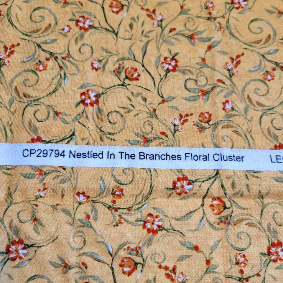 Cotton Fabric Yellow Floral Cluster Vines Legacy Studio 43x25 Quilting Sewing - Image 3 of 4