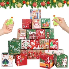 24 Pcs DIY Christmas Advent Calendar Boxes for 2024, 24 Days Countdown Calendar