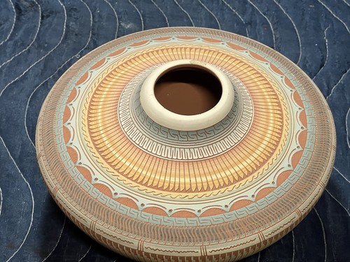 Navajo Pottery - Irene James Diné - Polychrome Geometric Design 1996 Signed - Picture 2 of 14