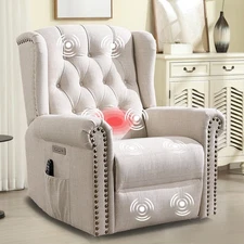 Power Recliner Chair Swivel Glider Nursery Reclining Chair with Massage & Heat