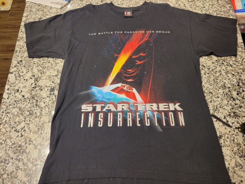 Vintage 1998 Star Trek Insurrection Black T-Shirt Size XL Giant Tag Movie Promo