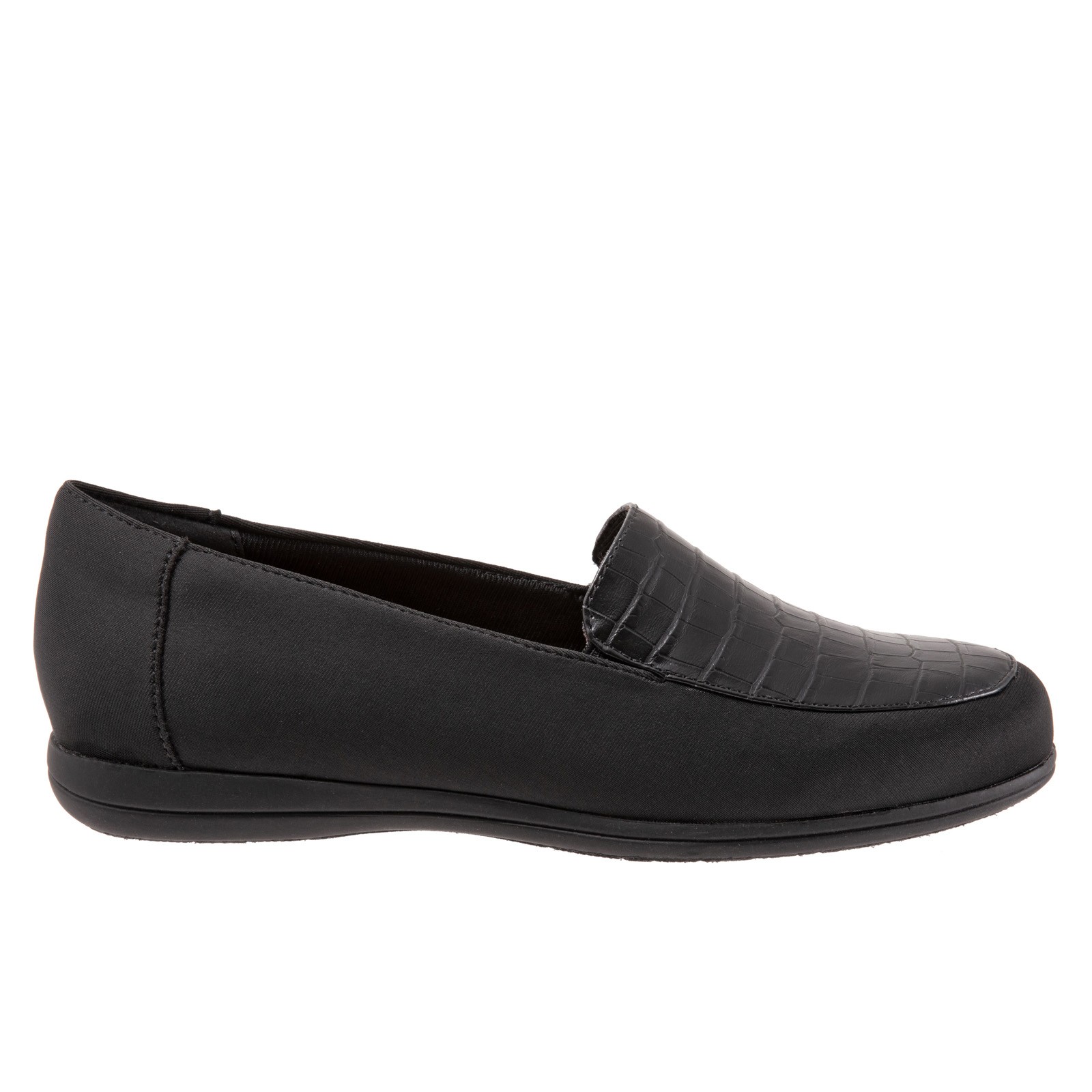 Trotters Deanna T2055-101 Womens Black Leather Slip On Loafer Flats Shoes