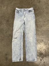 VTG 90s Lee Riders Blue Denim Jeans Mens 33x34 Stonewash FADED USA Made Workwear