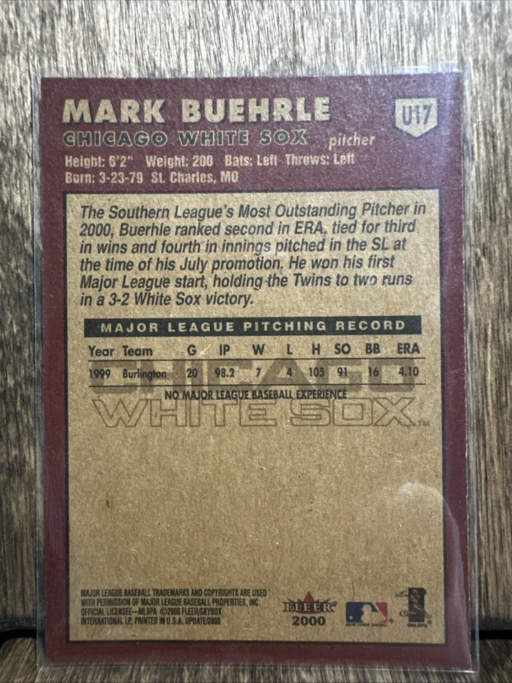 2000 Fleer Tradition Update Mark Buehrle #U17 Rookie RC Chicago White Sox - Image 2 of 4