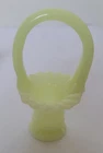 FENTON MINIATURE RUFFLED URANIUM BASKET  COLLECTIBLE