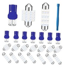 24PCS Dome Light Car Interior LED Bulb Kit - T10 194 DE3175 578 31mm 42mm Blue