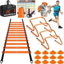 Agility Ladder Speed Training Equipment Set with Cones Hurdles Jump Rope