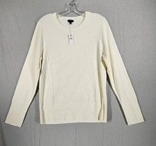 NWT Talbots Womens Size LARGE Sweater Cream / Ivory Ribbed Crewneck