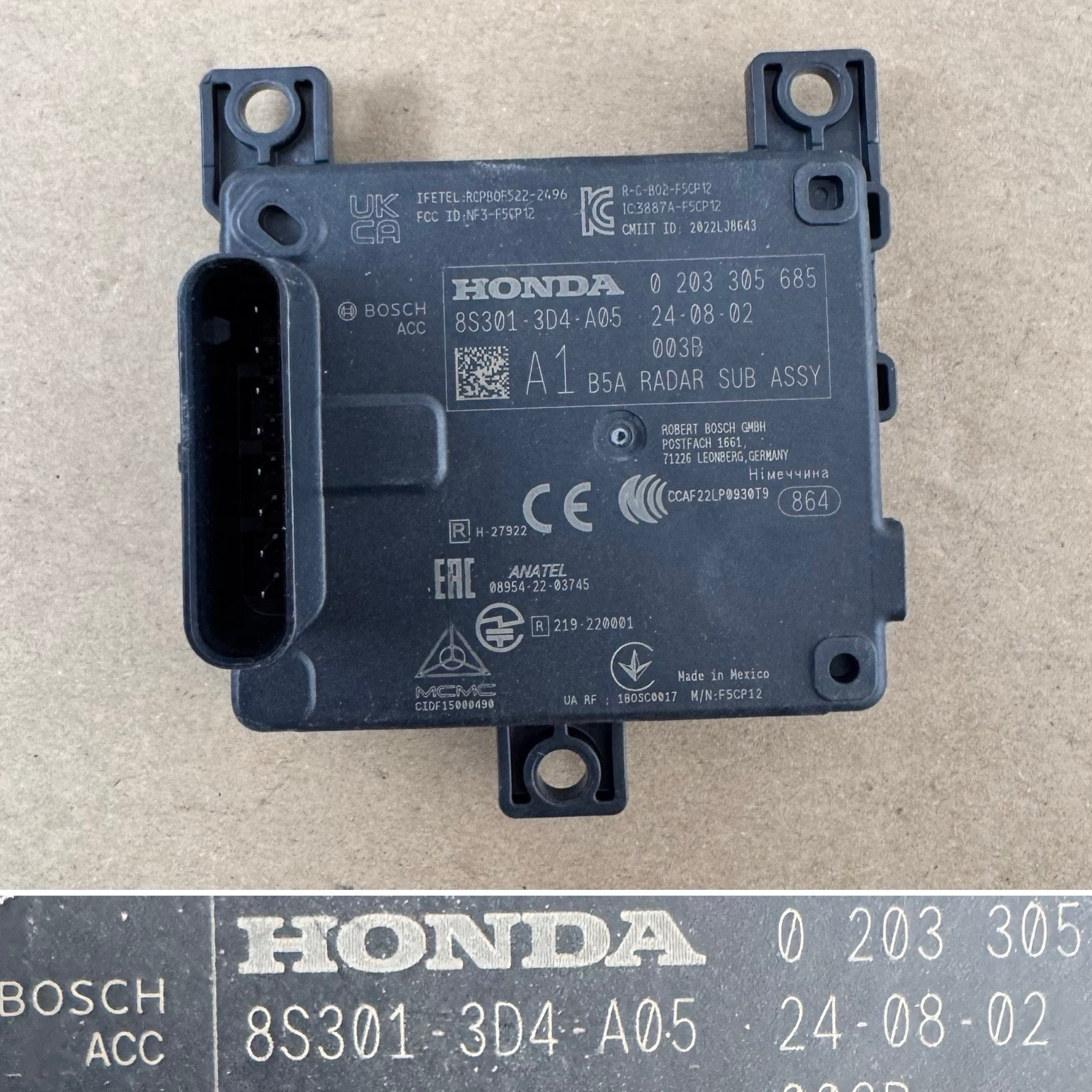 2023-2024 Honda CR-V CRV Adaptive Cruise Distance Radar Sensor OEM 8S301-3D4-A05