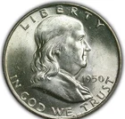 1950 D  FRANKLIN HALF DOLLAR PCGS MS 64 FULL BELL LINES BRIGHT WHITE SILVER