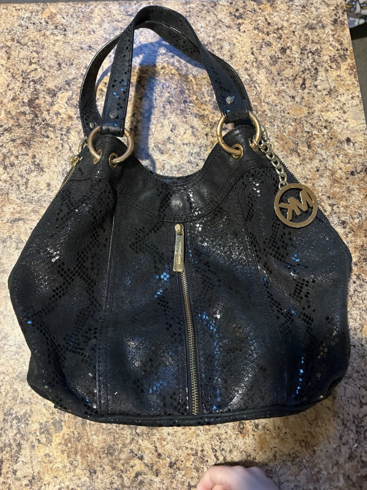 Michael Kors Black python Snakeprint Leather Shou… - image 3