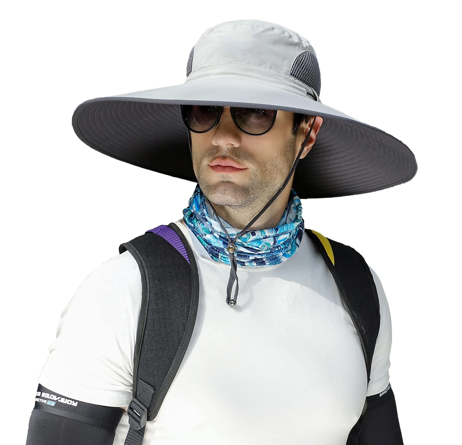 Leotruny Men Wide Brim Sun Hats UPF50+ Waterproof One Size, C04-light Grey