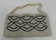 Vintage Evening Beaded Black Gray Clutch/Purse Handbag - Made In Japan
