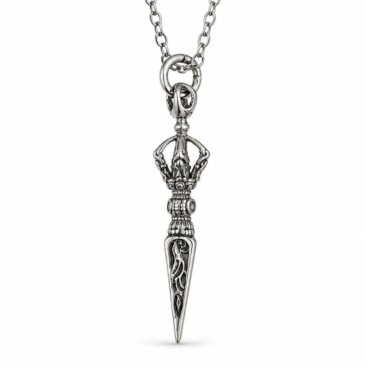 Vajra Dorje Pendant Chain Necklace Tibetan Buddhist Symbol & Boxed