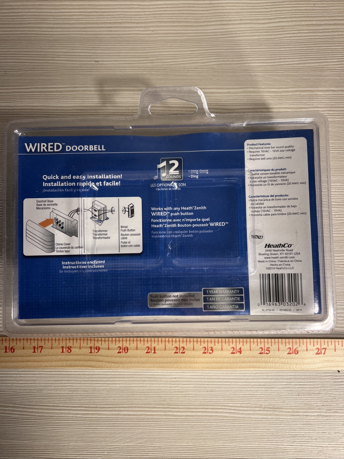 Heath Zenith Wired Doorbell Chime Silver Model SL-2732 BRAND NEW 2 Sounds