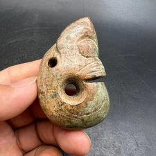 China Hongshan Culture Old Hetian Jade Carved “Pig Dragon" Amulet Pendant,#434