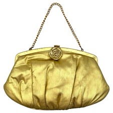 Vintage 1960s Harry Levine NYC Gold Lam Convertible Evening Bag Clutch Juliart