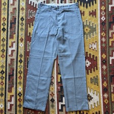 Vintage 1950s Herringbone Wool Blend Trousers Pants Sz 32x31 - Teal/Gray