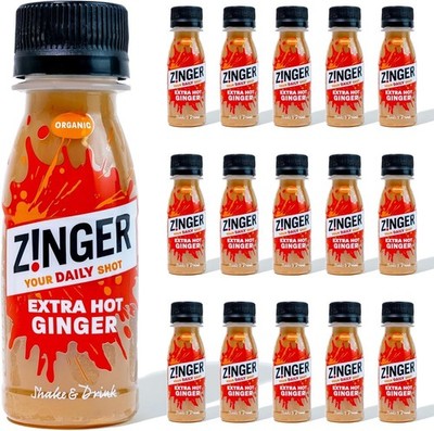 ZINGER Ginger Shots Natural Organic Vegan Gluten Free Immun Booster 15x70ml